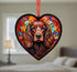 Cocker Spaniel Brown Stained Glass Effect Heart Suncatcher